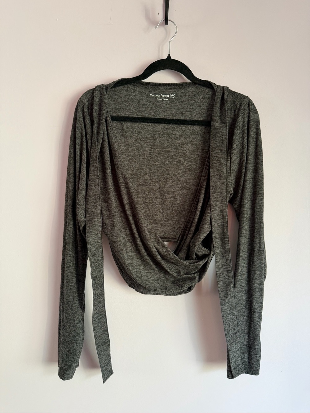 Outdoor Voices Cloudknit Gray Long-Sleeve Wrap Top Ballet Work Out XXL